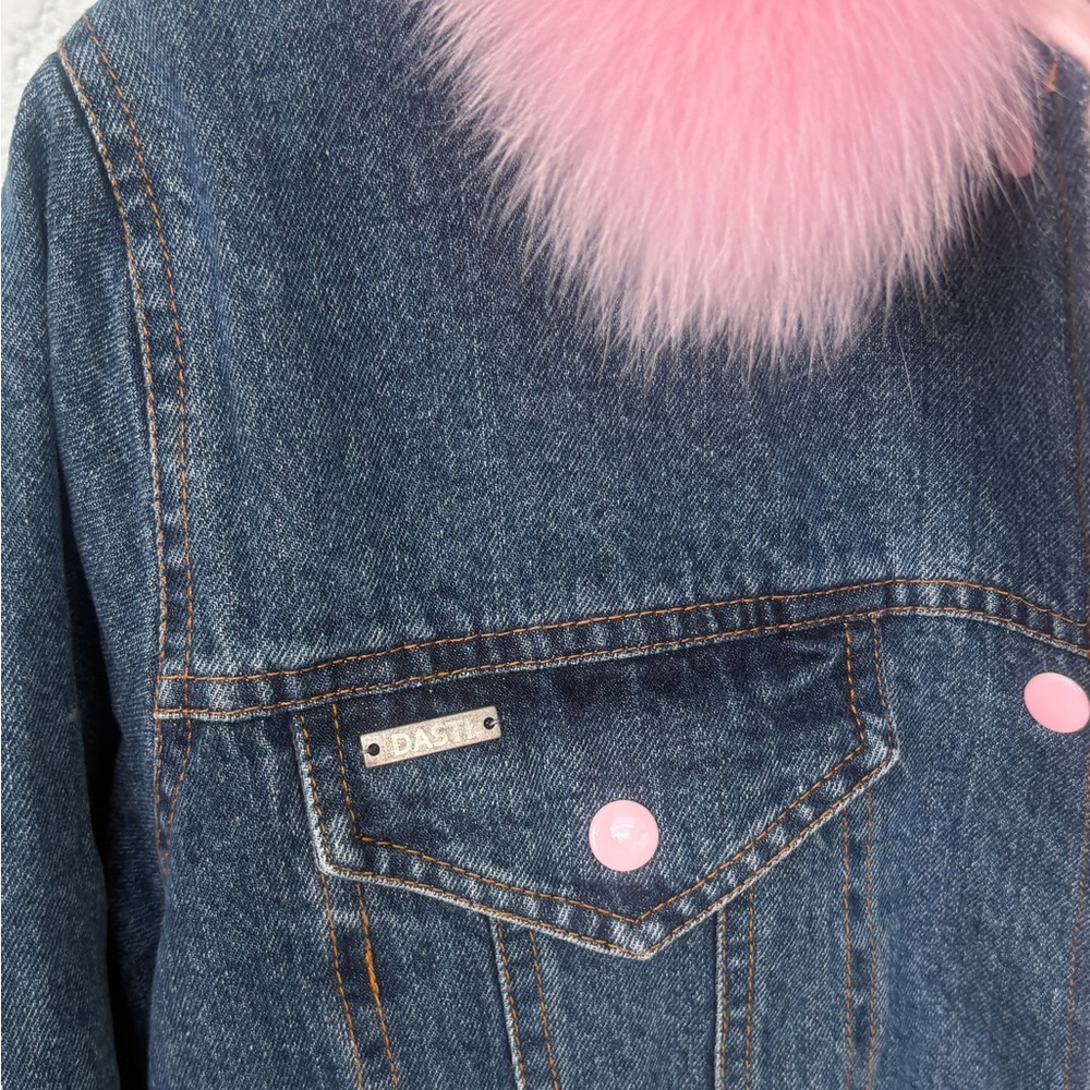 NWT DASTI Women's Sherpa Trucker Collar Jacket – Blue Denim & Pink Sherpa - Picture 8 of 11